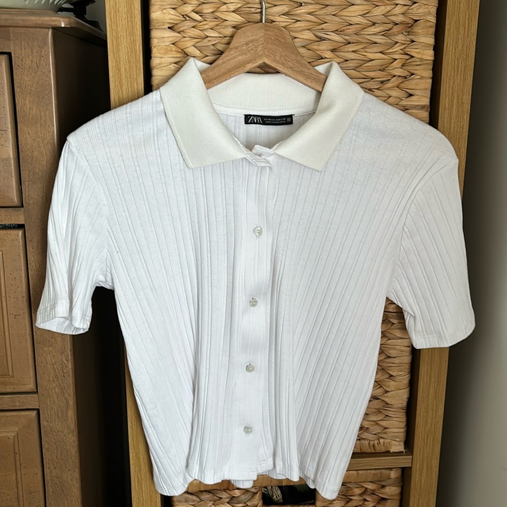 White button up polo